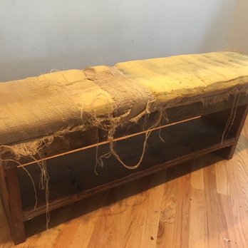 Recovered Interior - The bench before with a top destroyed by a cat and the ravages of time. - Furniture Reupholstery Near Me - Chicago, Illinois