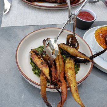 Ember & Rye - Grilled carrots - don't forget to eat with the salsa verde underneath! - Seafood Near Me - Carlsbad, California