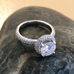 Custom engagement ring with a 1.5ct Moissanite Center