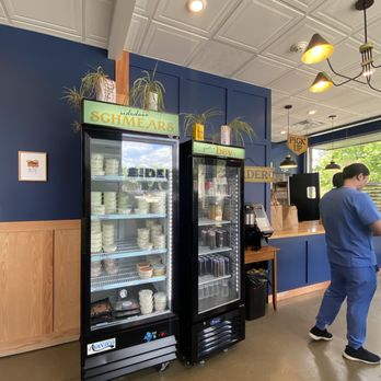 Sidedoor Bagel - Fridges with schmear and drinks - Bagels Near Me - Indianapolis, Indiana