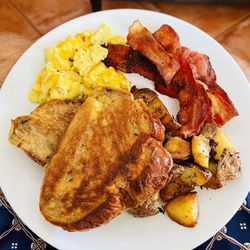 Culinary Character - Breakfast: French Toast, Scrambled Eggs, Bacon, and Potatoes