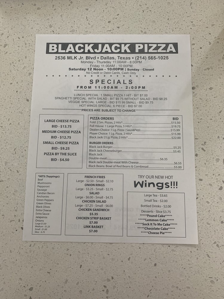 Blackjack Pizza On Martin Luther King Boulevard