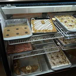 Desserts: chocolate cake, biscoff milk cake, pistachio milk cake, rose milk cake, flan, croissant, cheesecake