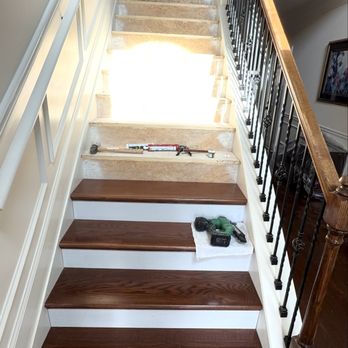 Trust flooring - Carpet removed and new stair treads installed with a clean, durable finish. - Flooring Near Me - Simpsonville, South Carolina Trust flooring - Carpet removed and new stair treads installed with a clean, durable finish. - Flooring Near Me - Simpsonville, South Carolina
