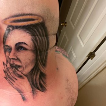 Three Arrows Tattoo - Whispering Angel and devil piece Bob did on the back of my head - Tattoo Near Me - Las Vegas, Nevada Three Arrows Tattoo - Whispering Angel and devil piece Bob did on the back of my head - Tattoo Near Me - Las Vegas, Nevada