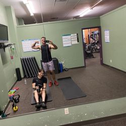 Downtown Fitness - The back room with the yoga stuff.