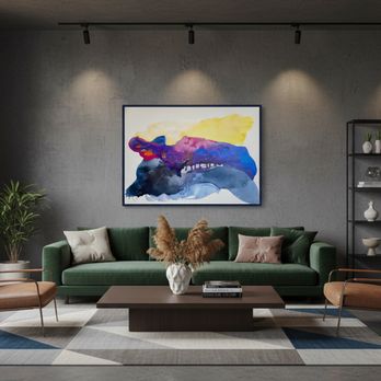 Clara Berta Studio - Dreamy Escape, acrylic on canvas, 48x72 modern living room setting - Art Galleries Near Me - Laguna Beach, California Clara Berta Studio - Dreamy Escape, acrylic on canvas, 48x72 modern living room setting - Art Galleries Near Me - Laguna Beach, California