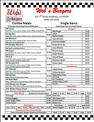 Menu photo 5 Web's Burgers Modesto, CA