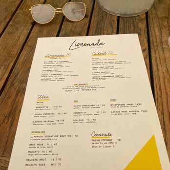 Limonada Bar + Brunch - Drink menu - Breakfast & Brunch Near Me - Miami Beach, Florida
