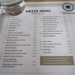 Dollakis - The menu. Get reservations because this place is very busy