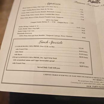 Peter Luger - Menu - Steakhouses Near Me - Brooklyn, New York