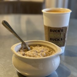 Bucks Coffee Cafe of Cashiers - Hearty oatmeal and a latte.