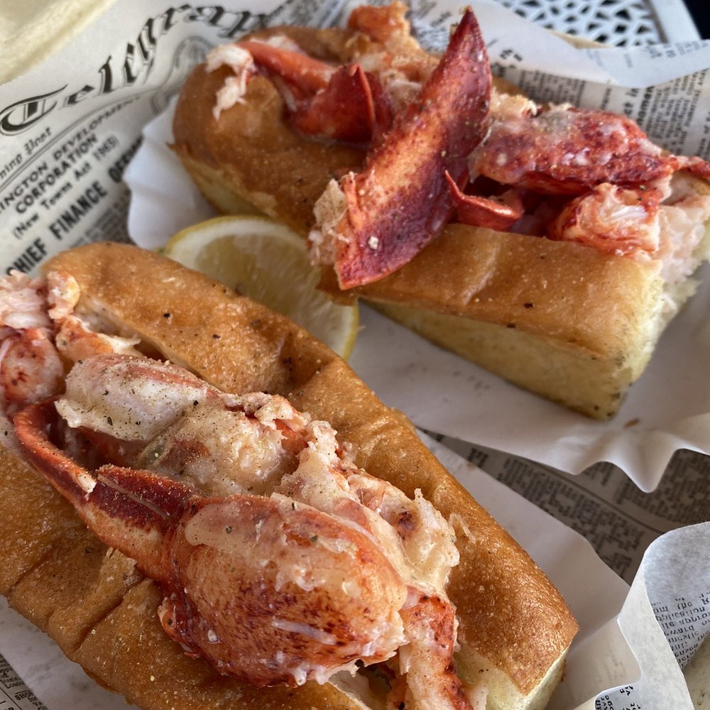Lobster West - Two Lobster Rolls, about the length of one hand - Seafood Near Me - Encinitas, California Lobster West - Two Lobster Rolls, about the length of one hand - Seafood Near Me - Encinitas, California