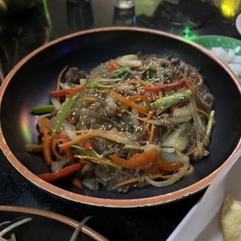 One Shot Pocha - Japchae: Chewy and delicious, but not much beef - Korean Near Me - Houston, Texas