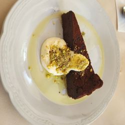 La Alacena - Chocolate cake with Sour cream ,pistachio, extra virgin olive oil