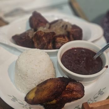 El Ambia Cubano - Fried Pork with white rice beans and sweet plantains - Cuban Near Me - Melbourne, Florida El Ambia Cubano - Fried Pork with white rice beans and sweet plantains - Cuban Near Me - Melbourne, Florida