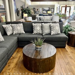 Johnson Furniture - 1718 Sectional from Mayo with the Goodman  Collection occasional tables from Elements