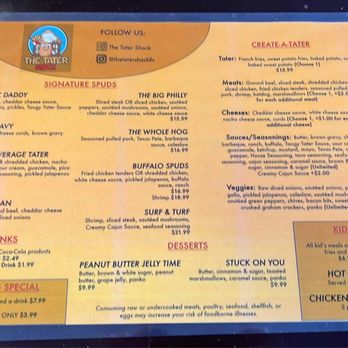 The Tater Shack - Menu - Fast Food Near Me - Roanoke, Virginia The Tater Shack - Menu - Fast Food Near Me - Roanoke, Virginia