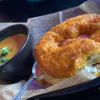 The Eleventh House - Jalapeño cheddar lox bagel and coconut curry lentil soup - Coffee & Tea Near Me - Lafayette, Indiana The Eleventh House - Jalapeño cheddar lox bagel and coconut curry lentil soup - Coffee & Tea Near Me - Lafayette, Indiana