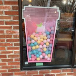 Exterior outside entrance of Momotaro - Cute boba display window - State College, Pennsylvania Exterior outside entrance of Momotaro - Cute boba display window - State College, Pennsylvania