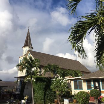 Immaculate Conception Church - Bell tower and facade view from the parking lot - Churches Near Me - Ewa Beach, Hawaii