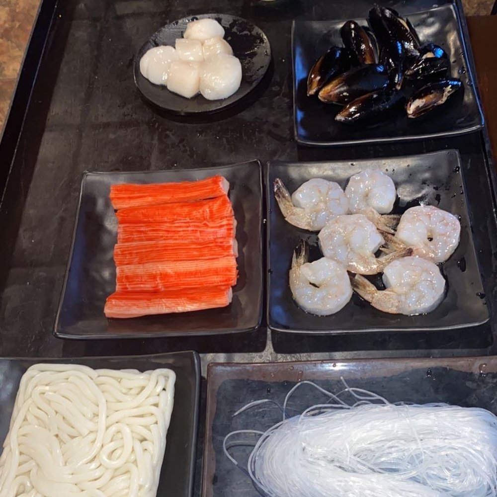 Zu Hot Pot - Items we ordered for our soup - clear noodles, udon noodles, shrimp, crab, oysters, scallops, squid, quail eggs - Hot Pot Near Me - Albuquerque, New Mexico Zu Hot Pot - Items we ordered for our soup - clear noodles, udon noodles, shrimp, crab, oysters, scallops, squid, quail eggs - Hot Pot Near Me - Albuquerque, New Mexico
