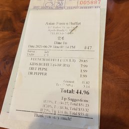 a receipt for dinner a receipt for dinner