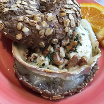 Bagels & Beans - My amazing Oathie bagel with goat cheese, Briè and honey - Coffee & Tea Near Me - Amsterdam, New Hampshire Bagels & Beans - My amazing Oathie bagel with goat cheese, Briè and honey - Coffee & Tea Near Me - Amsterdam, New Hampshire