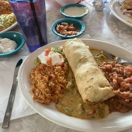 Chuychanga with beans and rice. I added the fresh salsa!