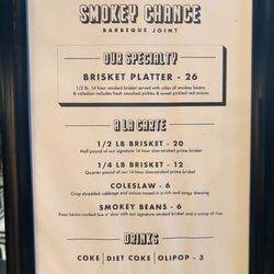 Smokey Chance BBQ - Menu