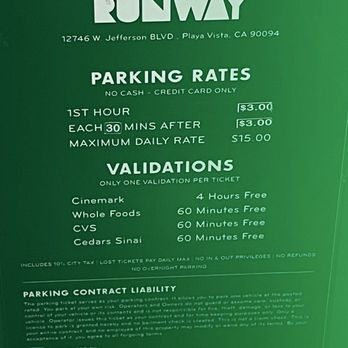 Runway Playa Vista - Parking fees - Shopping Centers Near Me - Playa Vista, California