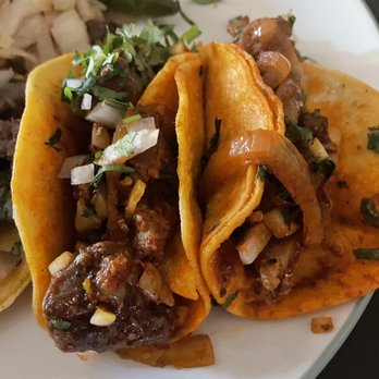 Madrigal's - three tacos on a plate - Mexican Near Me - Chino, California