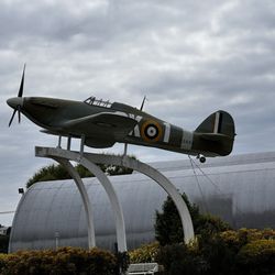 Motat Aviation Hall - Plane in front of aviation hall