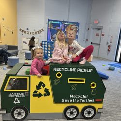 This is a recycle truck. The kids can dress up and play inside.