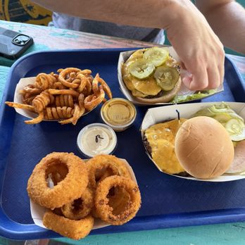 Skinny's Place - Onion Rings curly fries Skinny Burger - Burgers Near Me - Holmes Beach, Florida Skinny's Place - Onion Rings curly fries Skinny Burger - Burgers Near Me - Holmes Beach, Florida