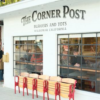 The Corner Post - Most adorable storefront. Streetside- bar style seating faces the Main Street. Feels like the old days! - Burgers Near Me - Wildomar, California The Corner Post - Most adorable storefront. Streetside- bar style seating faces the Main Street. Feels like the old days! - Burgers Near Me - Wildomar, California