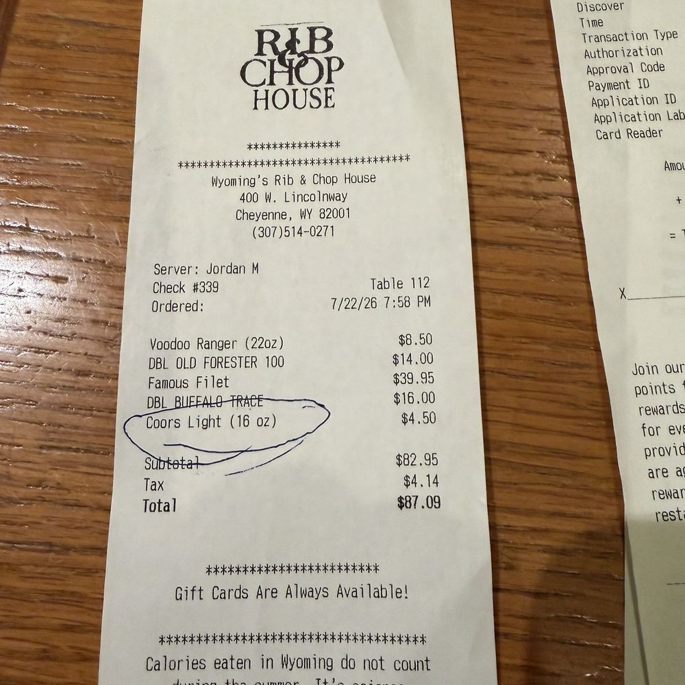 Rib & Chop House - Wrong beer at the bottom ‍ - Seafood Near Me - Cheyenne, Wyoming