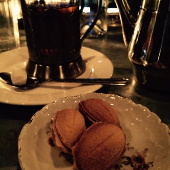 Kachka - Oreshki cookies - shortbread, dulce de leche, walnuts; Creme de la earl grey tea - Russian Near Me - Portland, Oregon Kachka - Oreshki cookies - shortbread, dulce de leche, walnuts; Creme de la earl grey tea - Russian Near Me - Portland, Oregon