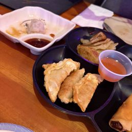 Soup Dumpling, Gyoza, spring roll, scallion pancakes. Soup Dumpling, Gyoza, spring roll, scallion pancakes.