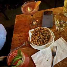 Chick peas and drinks Chick peas and drinks