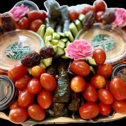 Our signature vegan Mediterranean Mezze Board.