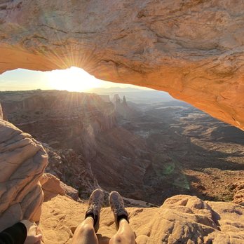 Mesa Arch - Hang on tight! - Hiking Near Me - Moab, Utah