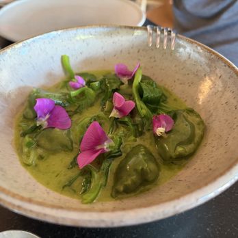 Café Vivant - Agnolotti with cheese and pea shoots - very tasty - American Near Me - Menlo Park, California