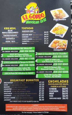 Menu photo 3 El Gordo Mexican Grill Cordes Lakes, AZ