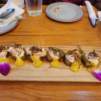 Ceviches by Divino - Crispy cilantro rice with salmon - Peruvian Near Me - Miami, Florida Ceviches by Divino - Crispy cilantro rice with salmon - Peruvian Near Me - Miami, Florida