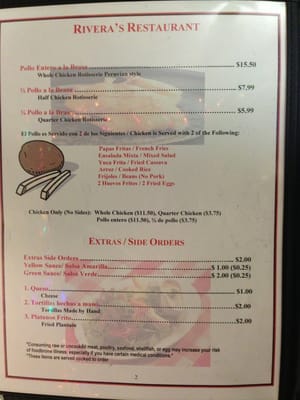 Menu photo 8 Rivera's Restaurant Springfield, VA