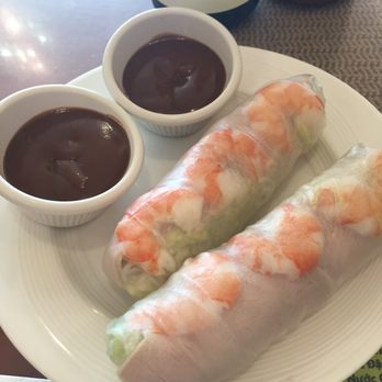 Pho 102 - Shrimp and pork summer rolls with peanut sauce. Just okay... Too much vermicelli, not enough vegetables. - Vietnamese Near Me - Chantilly, Virginia