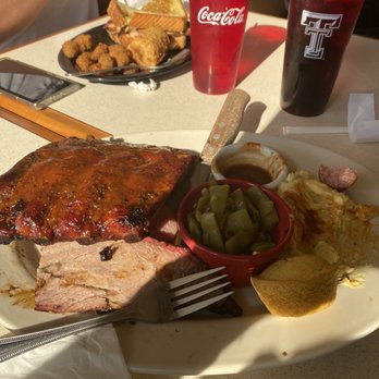 Chopped And Sliced BBQ - 3 meat plate very good - Barbeque Near Me - Lubbock, Texas
