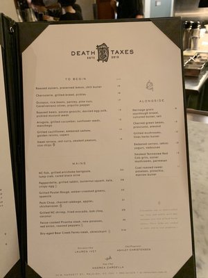 Menu photo 5 Death & Taxes Raleigh, NC