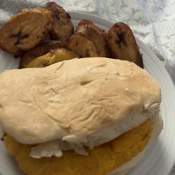 Taste of Jamaica - Jamaican patty and Coco Bread and sweet Fried Plantains